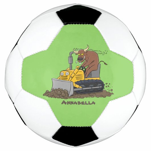 Funny Bulldozer Driving Cartoon Fußball (Vorderseite)