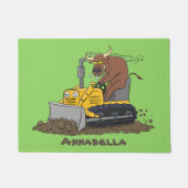 Funny Bulldozer Driving Cartoon Fußmatte (Vorderseite)