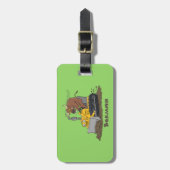 Funny Bulldozer Driving Cartoon Gepäckanhänger (Vorderseite vertikal)