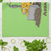 Funny Bulldozer Driving Cartoon Geschirrtuch (Gefaltet)