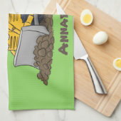 Funny Bulldozer Driving Cartoon Geschirrtuch (Viertel Falte)