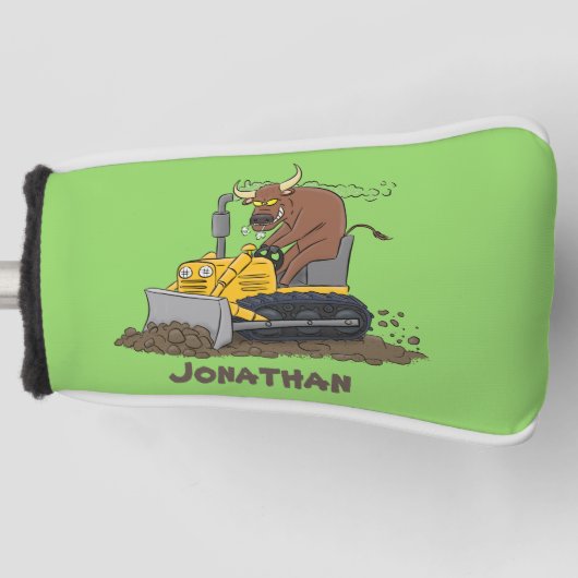 Funny Bulldozer Driving Cartoon Golf Headcover (Vorderseite)