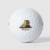 Funny Bulldozer Driving Cartoon Golfball (Vorderseite)
