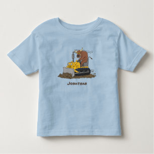 Funny Bulldozer Driving Cartoon Kleinkind T-shirt