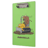 Funny Bulldozer Driving Cartoon Klemmbrett (Links)