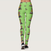 Funny Bulldozer Driving Cartoon Leggings (Rückseite)