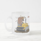 Funny Bulldozer Driving Cartoon Mattglastasse (Links)