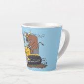 Funny Bulldozer Driving Cartoon Milchtasse (Rechte Ecke)
