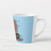 Funny Bulldozer Driving Cartoon Milchtasse (Rechts)