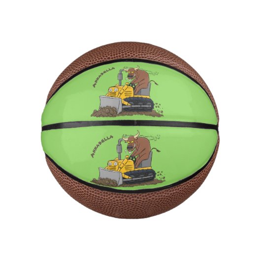 Funny Bulldozer Driving Cartoon Mini Basketball (Vorderseite)