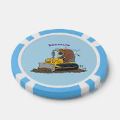 Funny Bulldozer Driving Cartoon Pokerchips (Einzeln)