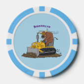 Funny Bulldozer Driving Cartoon Pokerchips (Vorderseite)