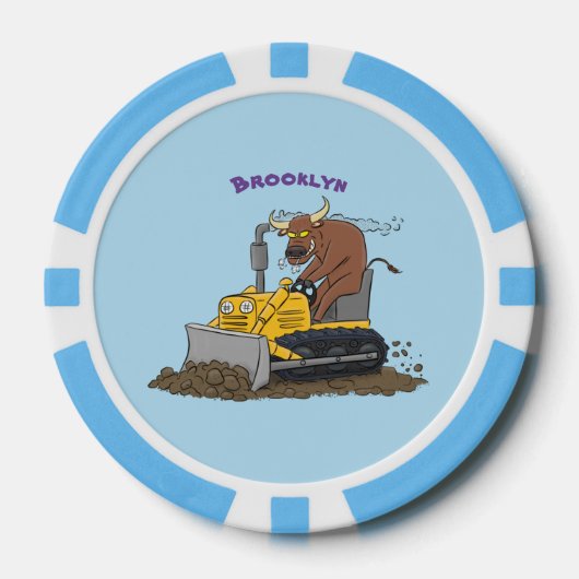 Funny Bulldozer Driving Cartoon Pokerchips (Vorderseite)