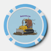 Funny Bulldozer Driving Cartoon Pokerchips (Rückseite)