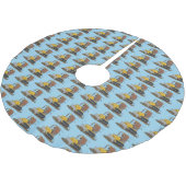 Funny Bulldozer Driving Cartoon Polyester Weihnachtsbaumdecke (Schrägansicht)