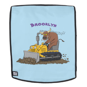 Funny Bulldozer Driving Cartoon Rucksack