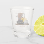Funny Bulldozer Driving Cartoon Schnapsglas (Rückseite)