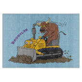 Funny Bulldozer Driving Cartoon Schneidebrett (Vorderseite)