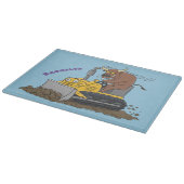 Funny Bulldozer Driving Cartoon Schneidebrett (Ecke)