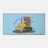 Funny Bulldozer Driving Cartoon Schreibtischunterlage (Vorderseite)