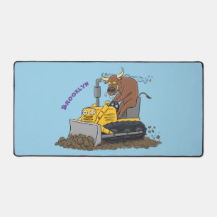 Funny Bulldozer Driving Cartoon Schreibtischunterlage