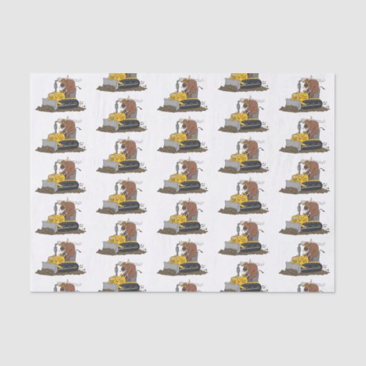 Funny Bulldozer Driving Cartoon Seidenpapier (Vorderseite)