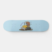 Funny Bulldozer Driving Cartoon Skateboard (Horizontal)