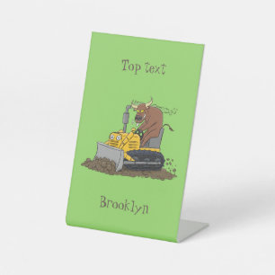 Funny Bulldozer Driving Cartoon Sockelschild