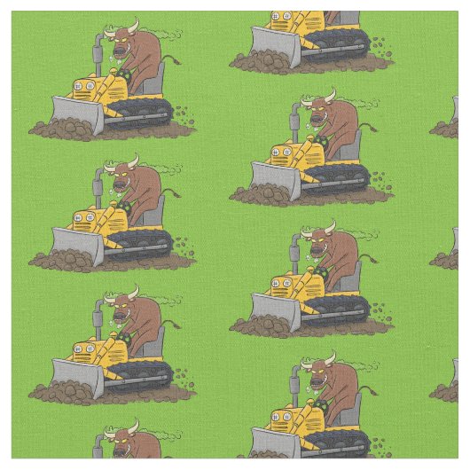 Funny Bulldozer Driving Cartoon Stoff (Nahaufnahme)