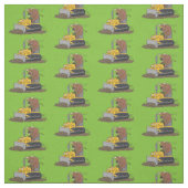 Funny Bulldozer Driving Cartoon Stoff (Muster)