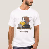 Funny Bulldozer Driving Cartoon T-Shirt (Vorderseite)