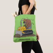 Funny Bulldozer Driving Cartoon Tasche (Von Nahem)
