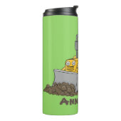Funny Bulldozer Driving Cartoon Thermosbecher (Nach links gedreht)