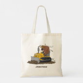 Funny Bulldozer Driving Cartoon Tragetasche (Rückseite)