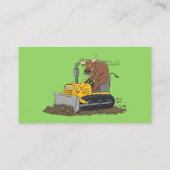 Funny Bulldozer Driving Cartoon Visitenkarte (Rückseite)