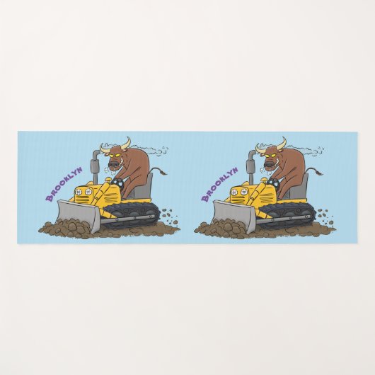 Funny Bulldozer Driving Cartoon Yogamatte (Vorderseite (Horizontal))