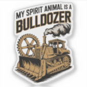 Funny Bulldozer Spirit Vintage Minimalist Aufkleber (Vorderseite)