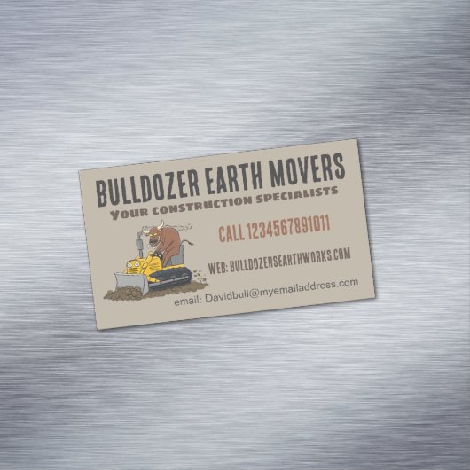 Funny Bulle Driving Bulldozer Baugeschäft Magnetische Visitenkarte (Beispiel)