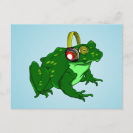 Funny Bullfrog mit Kopfhörern Postkarte
