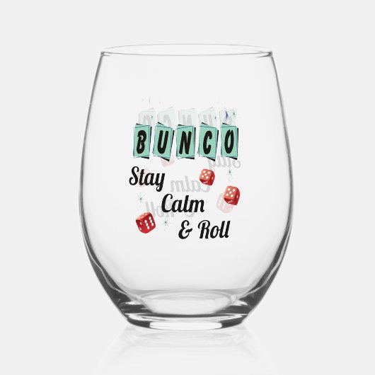 Funny Bunco Dice Friend Stemless Wine Glass Weinglas Ohne Stiel (Vorderseite)