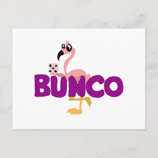 Funny Bunco Dice Game und Pink Flamingo Postkarte (Vorderseite)