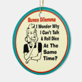 Funny Bunco Dilemma mit Retro Frau Keramikornament (Links)