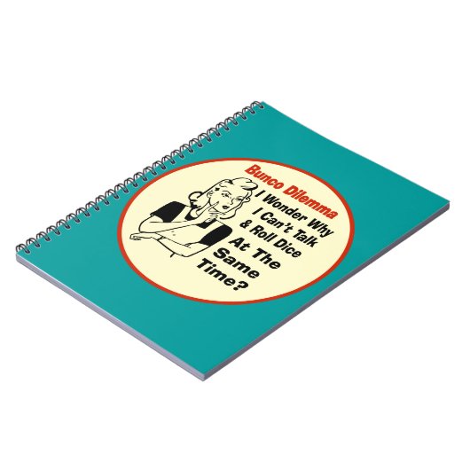 Funny Bunco Dilemma mit Retro Frau Notizblock (Linke Seite)
