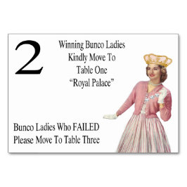 Funny Bunco Move to Table Cards Queen #2 Tischnummer