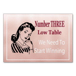 Funny Bunco Nummer drei Low Table Card Tischnummer