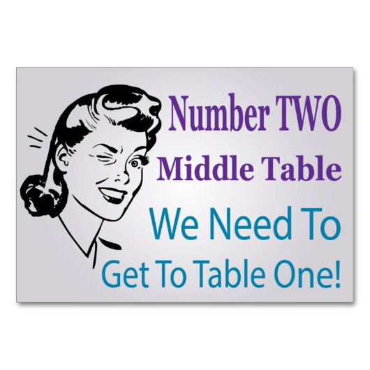 Funny Bunco Nummer Zwei Middle Table Card Tischnummer (Vorderseite)