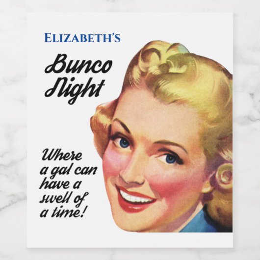 Funny Bunco Player Hostess Swell of a Time Weinetikett (Einzelnes Label)