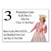Funny Bunco Table Cards Queen #3 Tischnummer (Rückseite)