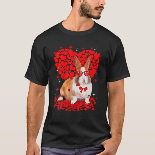 Funny Bunny Animals Valentine Heart Animals Lover T-Shirt (Vorderseite)