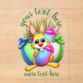 Funny Bunny biting an Easter Egg Acryleinladungen (Vorderseite)